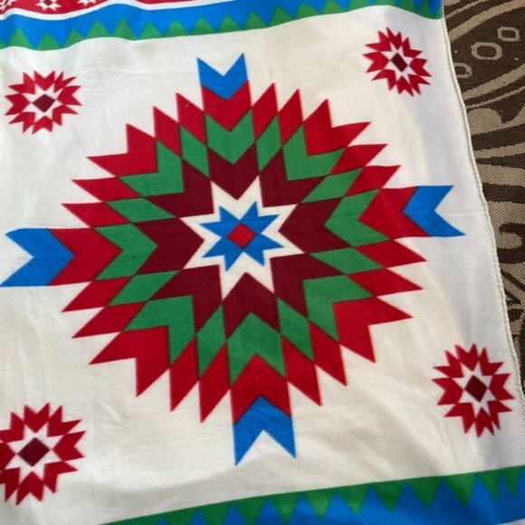 St Lebre Indian School Throw Blanket Native Southwestern u Blue Red - Picture 1 of 5